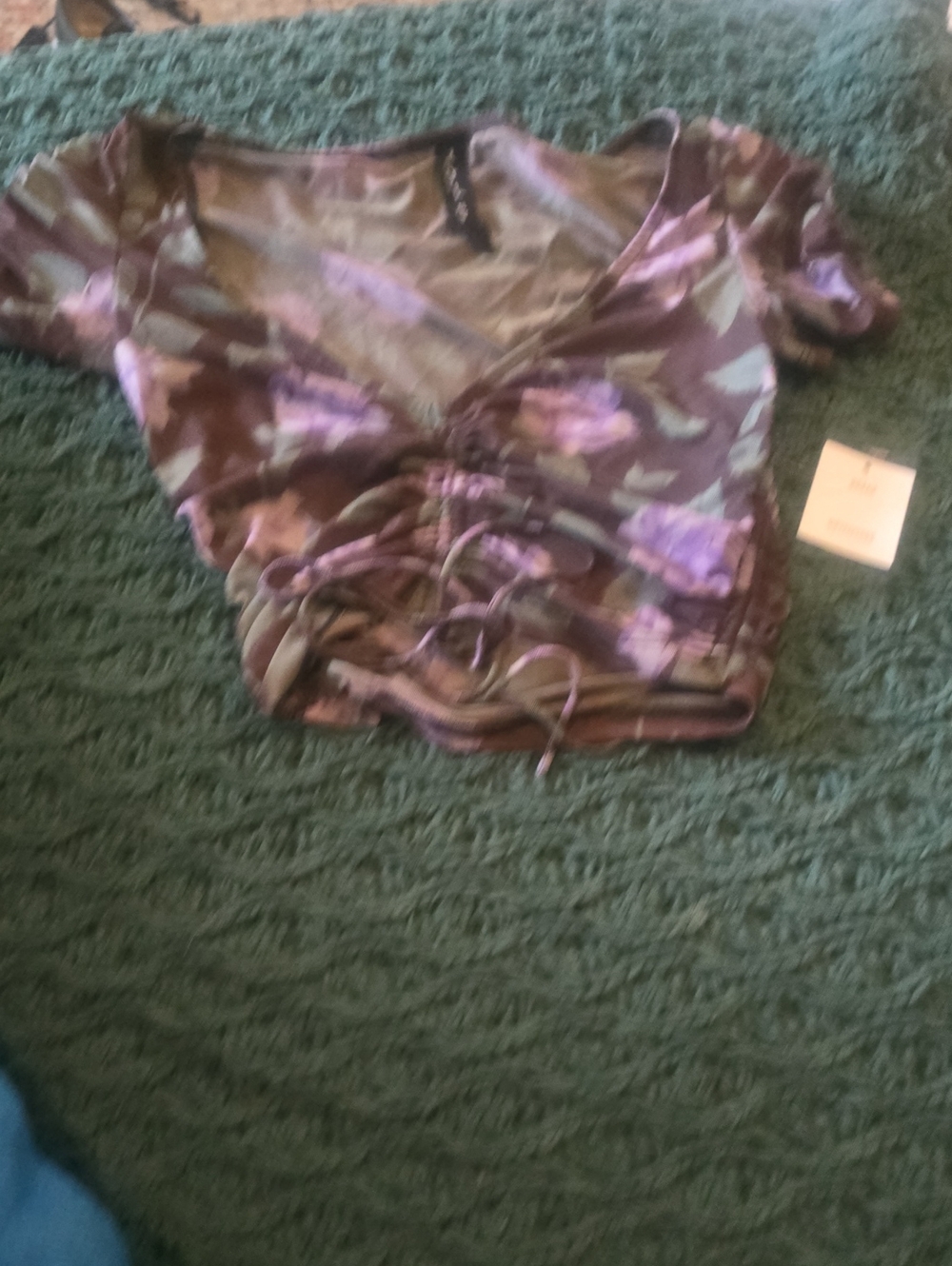 Urban Outfitters Purple Floral Ruched Crop Top